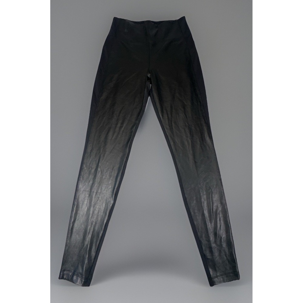 Athleta Leggings Womens M Tall Black Faux Leather High Rise Ankle Stretch